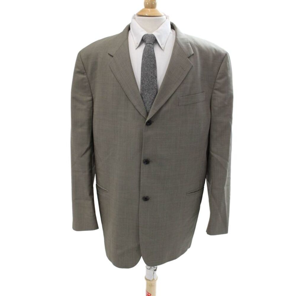 Donna Karan Signature Mens Wool Two Button Long Sleeve Blazer Brown Size 42